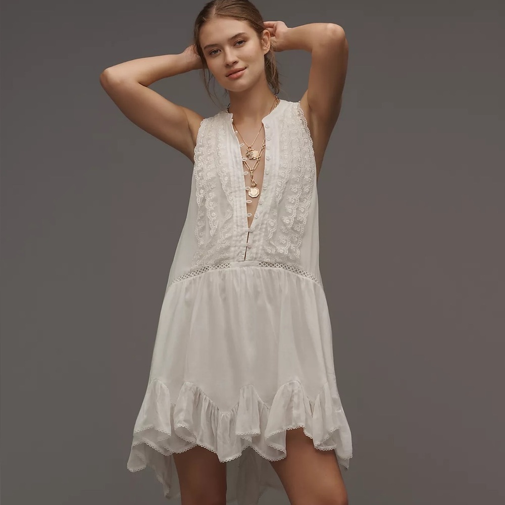 NEW! Anthropologie Sleeveless V-Neck Lace Mini Dress